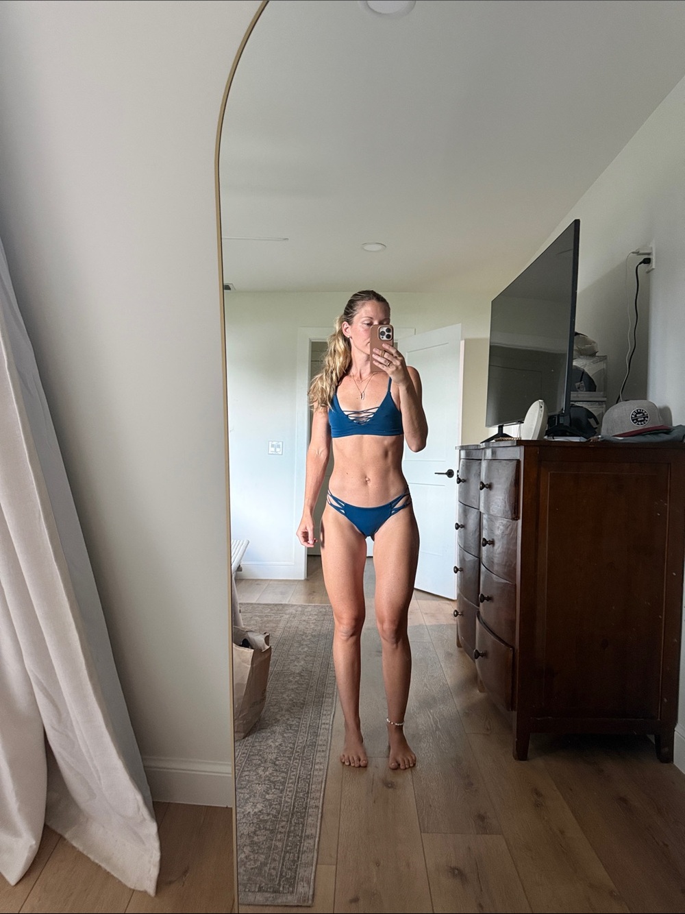 Blue Strappy Triangle Bikini Set